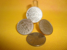 #4 Four Vintage Japanese Slot Machine TOKENS Arcade Gaming Pachinko Slot Coin  B