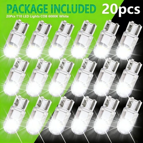 20x Super White T10 168 W5W 2825 LED License Plate Interior Light Bulb 6000K