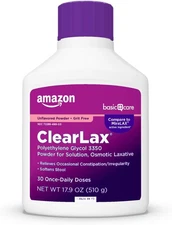 Amazon Basic Care Clearlax, Polyethylene Glycol 3350 Powder for Solution, Osmoti