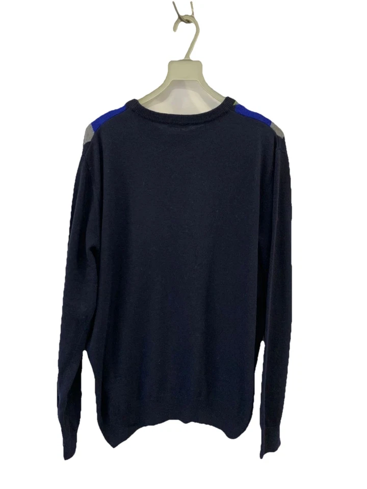 Suéter Ballantyne Hecho en Italia Argyle Cuello Redondo Azul Marino Multicolor Talla 50 L#34 Foto 2 de 4