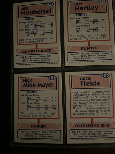 USFL San Antonio Gunslingers 1984 Equipo Set 8 cartas con libro de 40 cartas - Imagen 4 de 6