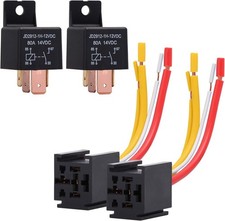 2 PCS Car Relay 4Pin DC 12V 80A Normally Open SPST with Relay Socket Plug 4 Wire