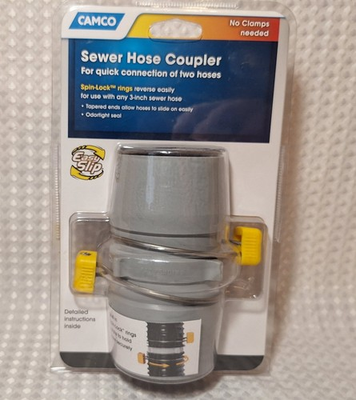 #ad Camco Sewer Hose Coupler Easy Slip Connect Two Sewer Hoses Spin Lock Rings 39163 $24.99