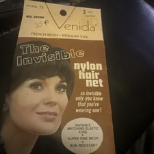 VTG Venida Nylon Hair Net - Med Brown 3 Pack Style 73 Invisible French Mesh