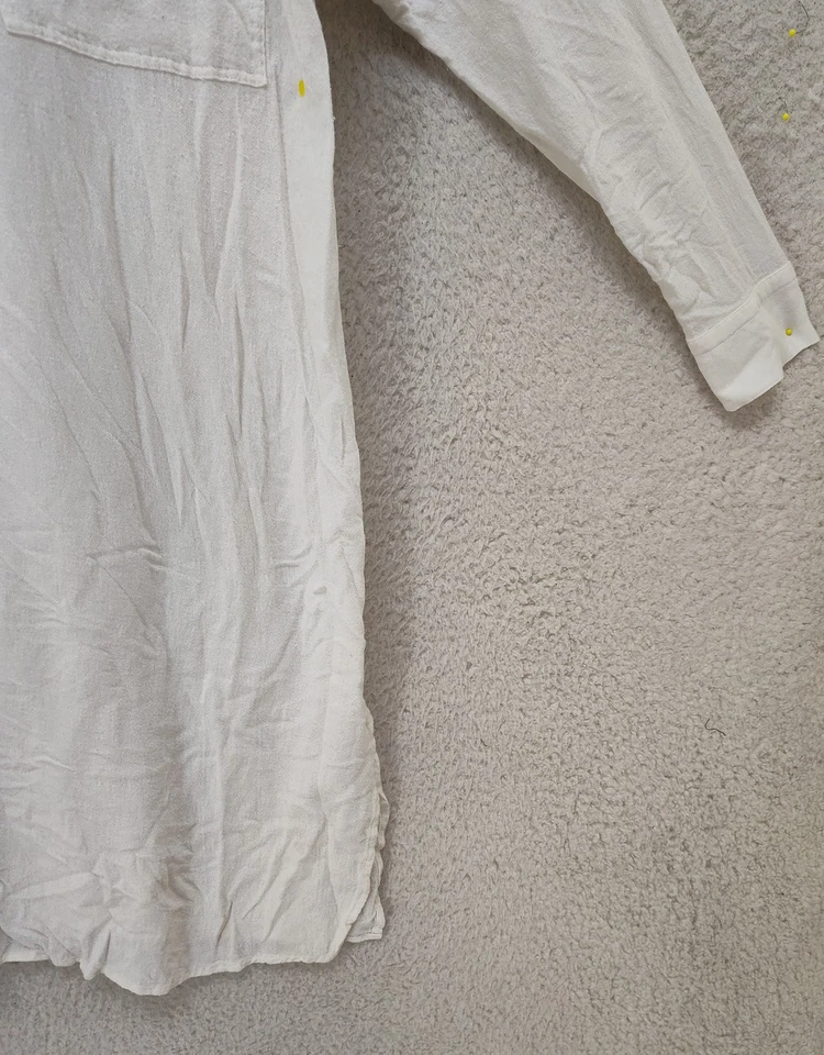 Camisa túnica James Perse para mujer grande blanca mezcla de lana bolsillos manga larga Foto 4 de 4