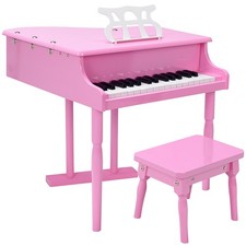 30 Key Classical Kids Piano Wooden Musical Instrument Toy w/ Stand  Stool Pink