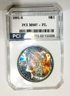 1881-S MS 67 + PL Incredible Monster Rainbow Toned Obverse Morgan Dollar PCI