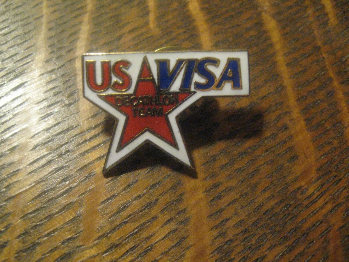 VISA Card USA United States Olympic Decathlon Team Athlete Sports Lapel Hat  Pin