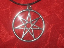 25MM SILVER WICCAN 7 POINTED FAIRY STAR HEPTAGRAM WICCA CHARM PENDANT NECKLACE