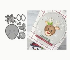 Build up Reindeer Face Metal Die Cutter Christmas Animal Cutting Die - UK Seller