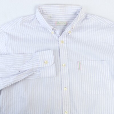 WILLIAM DE FAYE PARIS LIGHT LAVENDER STRIPE 100% COTTON BUTTON DN SHIRT  EU42 XL