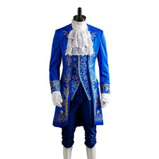Beauty and The Beast Dan Stevens Prince Cosplay Costume Blue Uniform Full Set