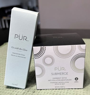 PUR -- Go With The Glow Niacinamide Drops + Submerge Overnight Detox Moisturizer