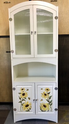 Sunflowers And Bees Hand Painted Cabinet 