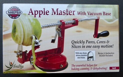 NEW Norpro 866R APPLE MASTER Apple & Potato Peeler w/ Vacuum Base