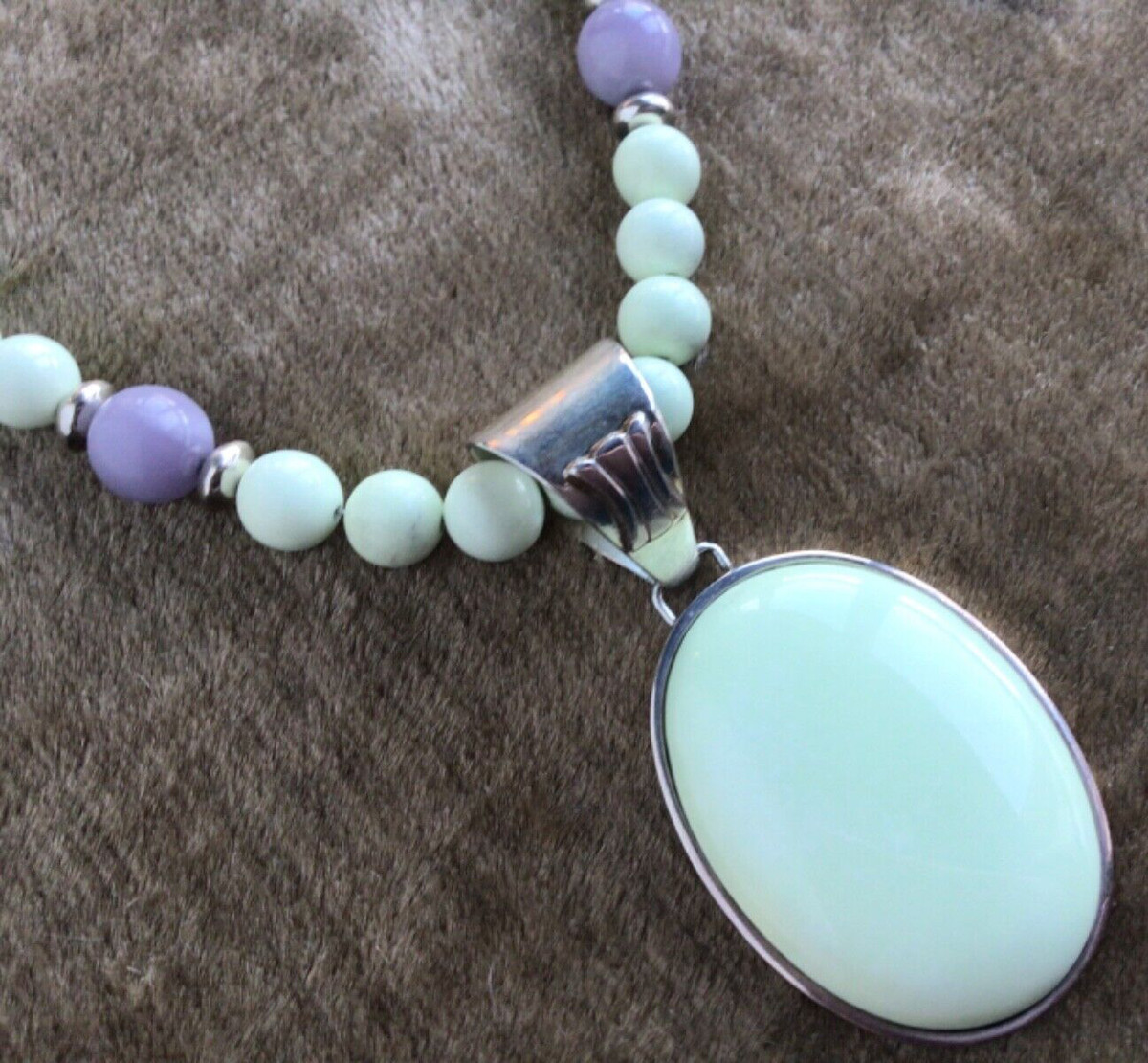 Vintage Jay King Desert Rose Mine Finds Sterling Gaspeite & Purple Jade Necklace View 5