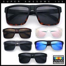 Mens Classic Suburb Urban Rectangular Sport Horn Rim Plastic Sunglasses