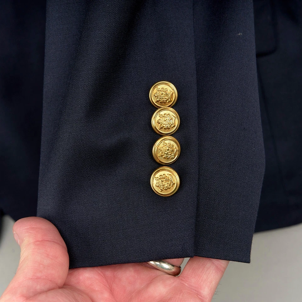 Saddlebred Blazer Men’s 50R Navy Blue Wool Blend Gold Button Sport Coat - Image 4 of 4