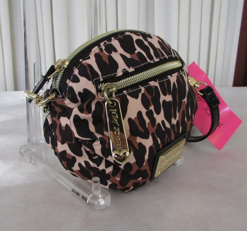 Mini Bolso Bandolera Betsey Johnson Cheetah Leopardo Natural Bolso sin asas Cosmético Nuevo con Etiquetas Foto 4 de 4