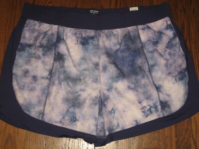 NEW womens plus size 3X Tek Gear mid rise short activewear purple shorts tie dye