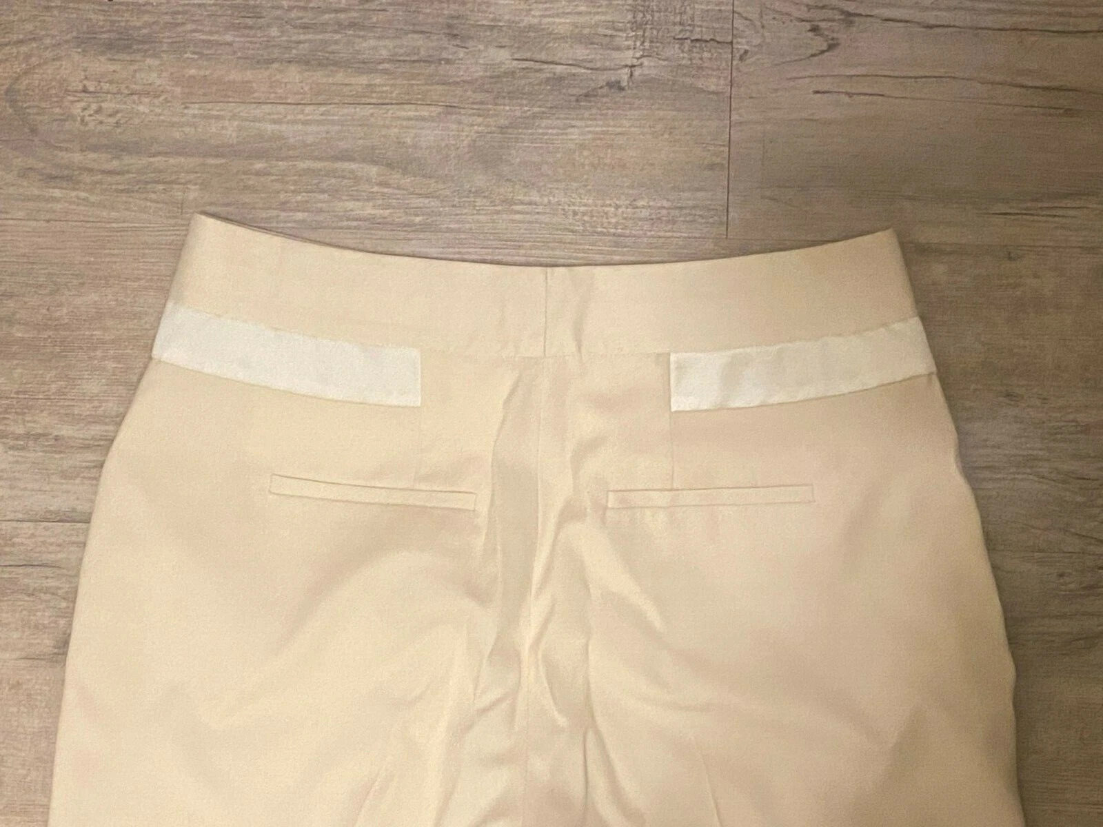 ALEXANDER WANG Cream White Wool Woven Silky Paneling Tapered Mid Rise Pant 2 26