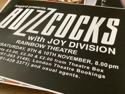 Joy Division 1979 unterstützt THE BUZZCOCKS At The Rainbow A3 Hochglanzdruck