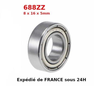 roulement à billes 688ZZ - 688-2z 8 x 16 x 5 mm en acier ABEC-3 688-ZZ