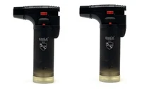 2xEagle Jet Torch Gun Lighter Adjustable Flame Windproof Butane Refillable-BLACK