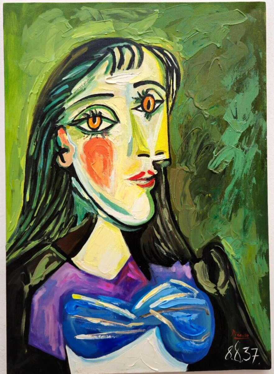 Picasso アート 洋書 PABLO PICASSO 28x20 in. (Buste de femme) Oil Painting on