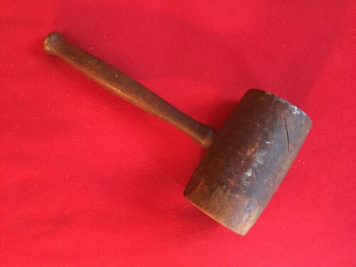 Large Antique Treen Wood Mallet Wooden Hammer 19th century Auctioneer's Gavel - Picture 1 of 12