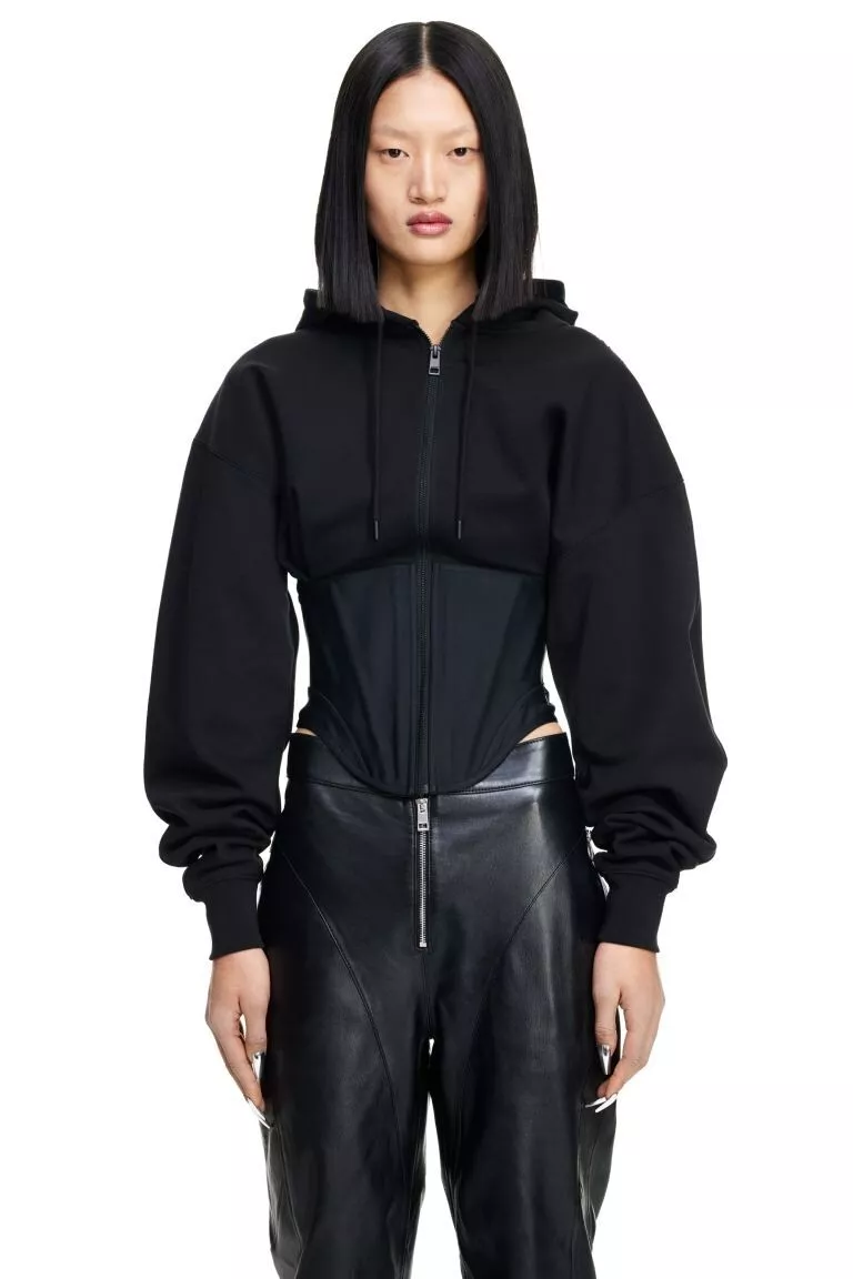 SZ XL Mugler x H&M Corset-waist Hooded Jacket