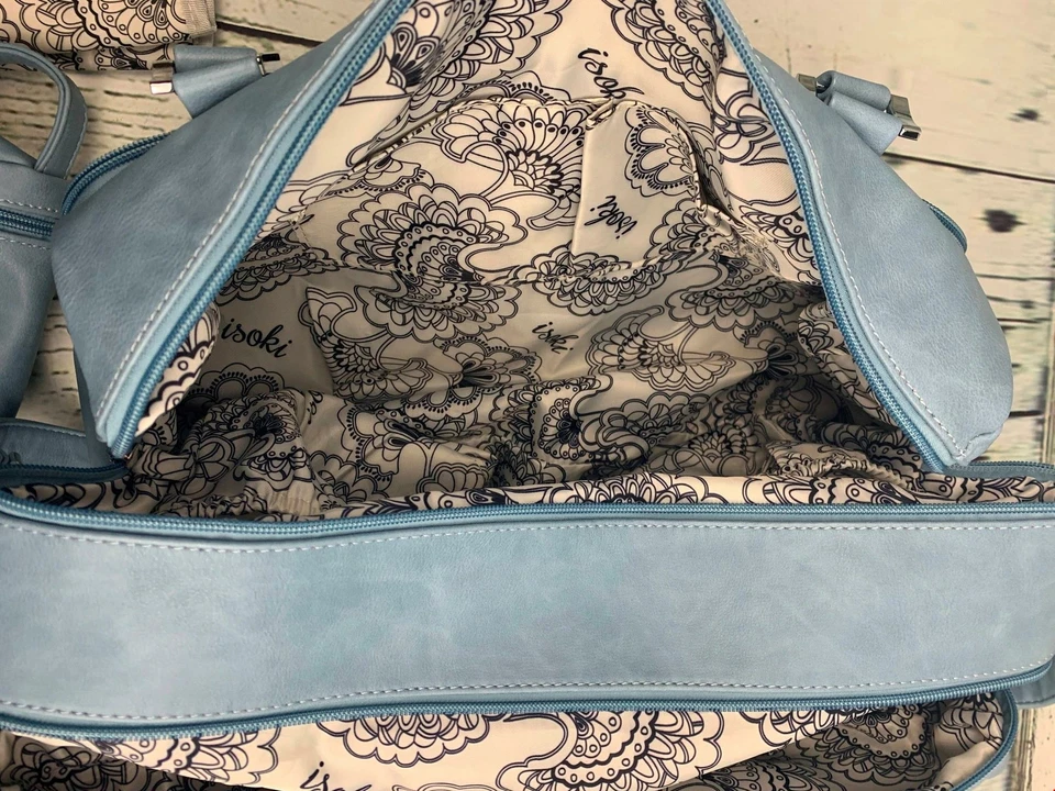 Double Zip Satchel Nappy Diaper Bag Powder Blue - Image 3 of 4