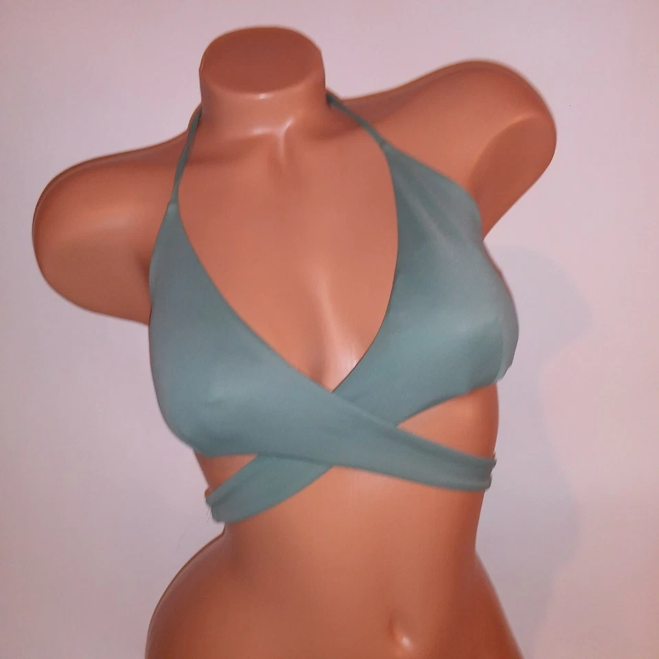 Top de bikini de natación Tori Praver Seafoam pequeño verde liso envolvente Foto 4 de 4