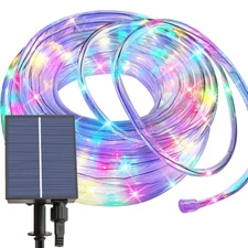 33/66FT Solar LED Rope String Lights for Indoor Outdoor Party Christmas Decor