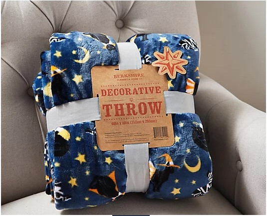 Berkshire Oversized Velvetsoft Halloween Cats Printed Throw 60 x 80