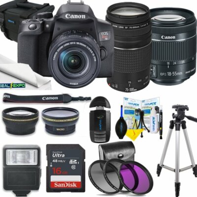 Canon EOS Rebel T8i DSLR Camera Bundle with 18-55mm & 75-300mm Essential Bundle