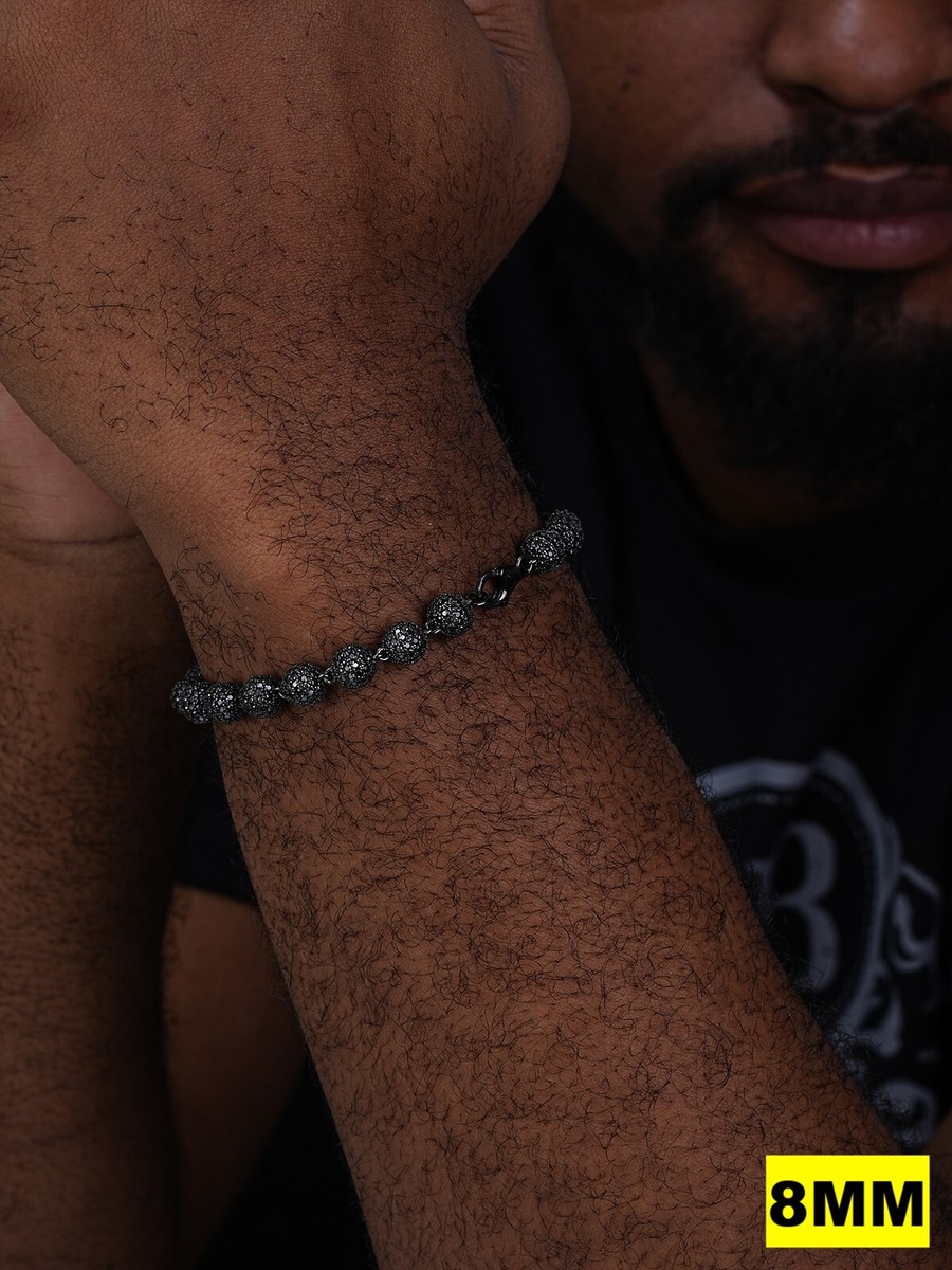 samulo bracelet 黒真珠 Black Moissanite Disco Ball Shambala Bracelet - Black