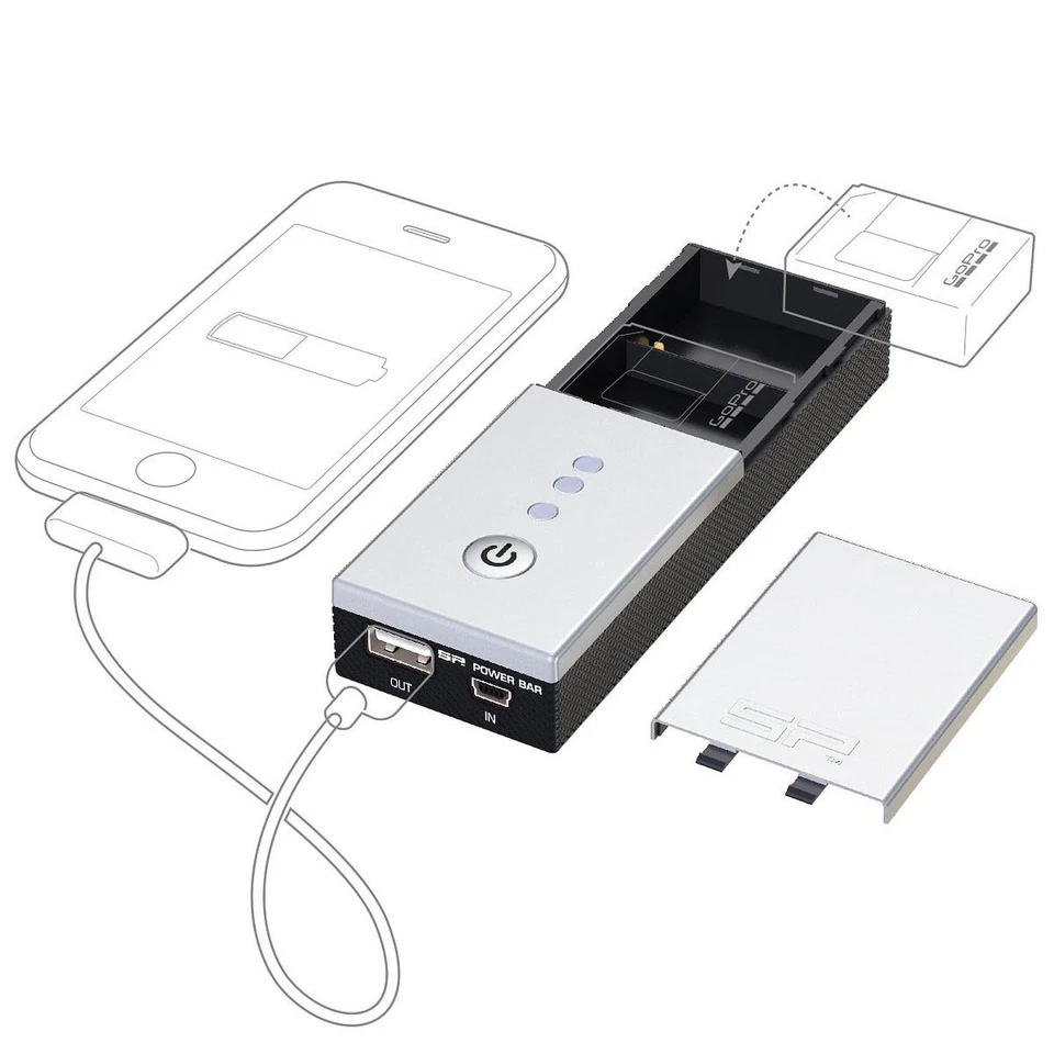 GoPro Hero 3 3 + зарядное устройство + зарядное устройство для телефона, SP гаджеты питания бар двойной набор - Изображение 2 из 4