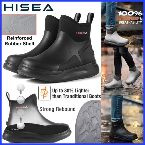 HISEA Women Slip On Ankle Rain Boots Waterproof Lightweight Rebound Chelsea Boot
