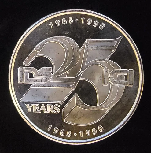 1990 25 Years DS ICI Mint Eagle Vtg Bullion-999 Silver 1 Ounce Oz Art Coin Round