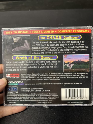 CHAOS Continuum/ Wrath of the Demon (PC CD-ROM in Jewel Case) NIP 1996 - Picture 2 of 2