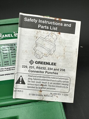 Used Greenlee 229 9-pin, D- Subminiature Panel Punch 50344366 | eBay