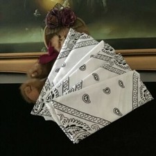 LOT OF 12 100 Cotton Unisex Paisley Bandana Head Wrap Scarf WHITE USA SALLER