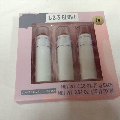 1-2-3 GLOW 3 Piece Highlighter Set .18 oz Each