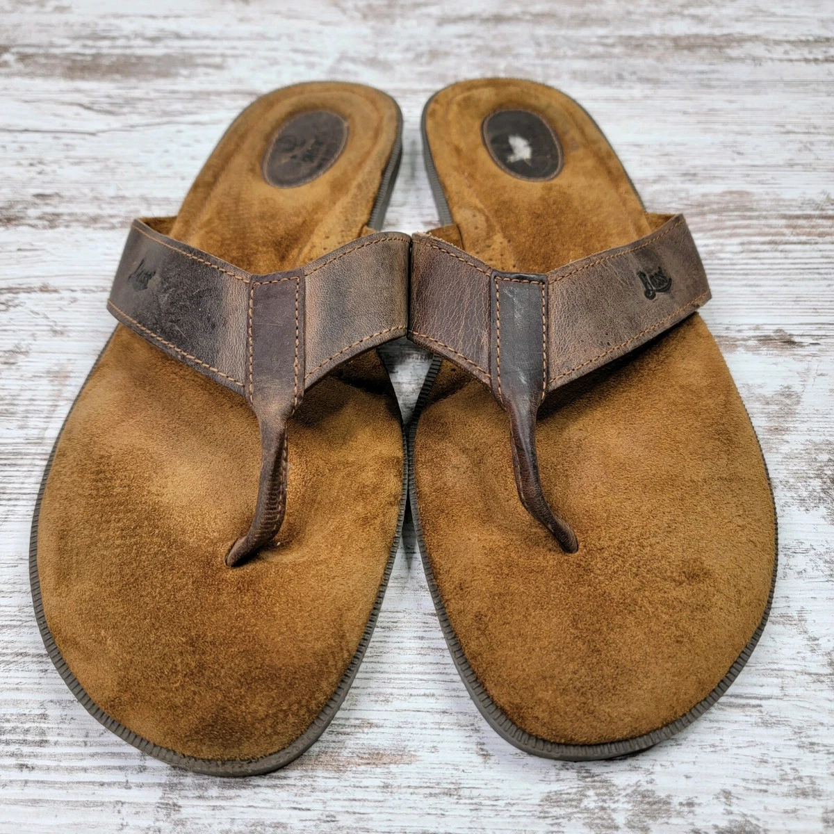 GH Bass Mens Brown Suede Sandals Flip Flops Size 13 M Style SPUD Sunjuns