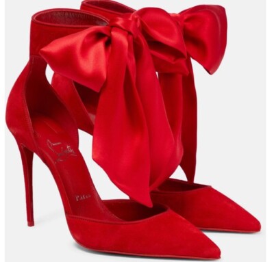 christian louboutin heels size 40 torrida red pumps suede stain bows