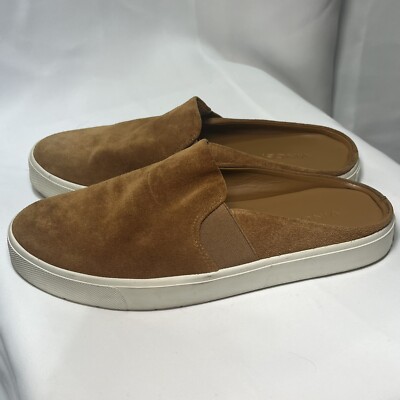 Vince Women s Cognac Camel Suede Otiena Mules Slides Slip-Ons Clogs Size 6.5