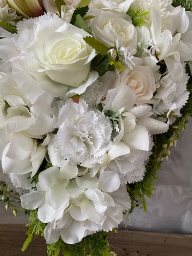 grosses Grabherz Grabdeko künstliche Rosen Gedenktag - Bild 13 von 13