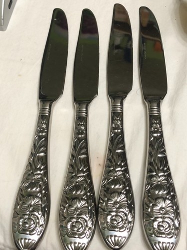 Cambridge Indonesia Flatware KNIVES ONLY Festival Floral BEAUTIFUL Set of 4 - Picture 3 of 3