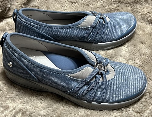 Bzees Niche Ocean Blue Slip On Comfort Shoes Womens Size 7W